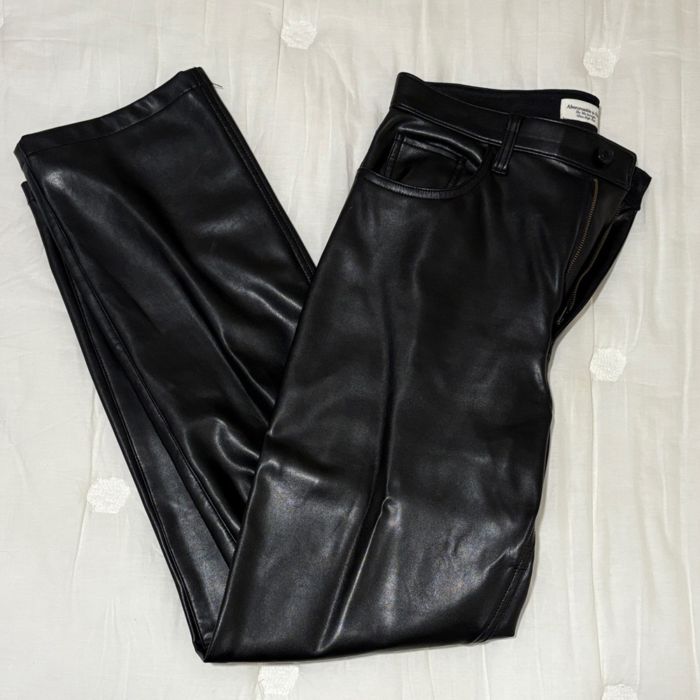 Abercrombie & Fitch Shiny Black Leather Pants